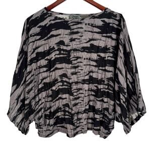 Shana Sz Small Black Gray Wearable Art to Wear Blouse Shirt Top Unique Artsy